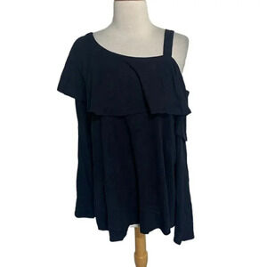 Style & Co XXL‎ black one shoulder & strap long sleeve top NEW